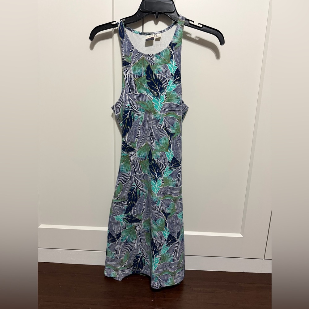 Roxy Tropical Print Backless Dress - Blue and Green